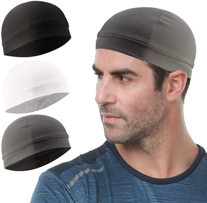 3Pack Sport Sweat Wicking Cycling Hat Cooling Skull Cap Helmet Liner Beanie Cap