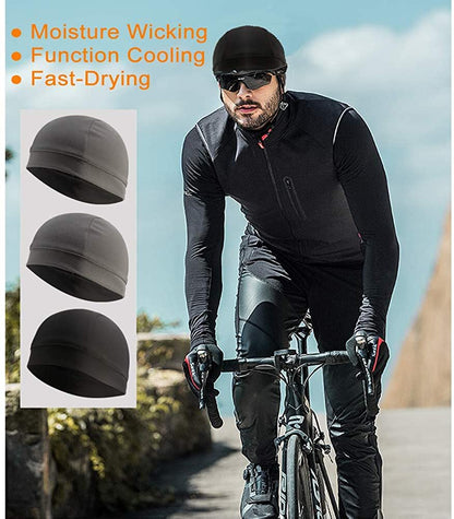 3Pack Sport Sweat Wicking Cycling Hat Cooling Skull Cap Helmet Liner Beanie Cap